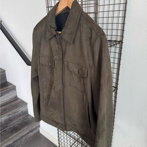 Express Men's Dark Olive Suede Jacket